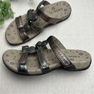 Taos Prize Sandals Pewter Bronze Metallic Slip On Comfort Women’s Size 38 (7)